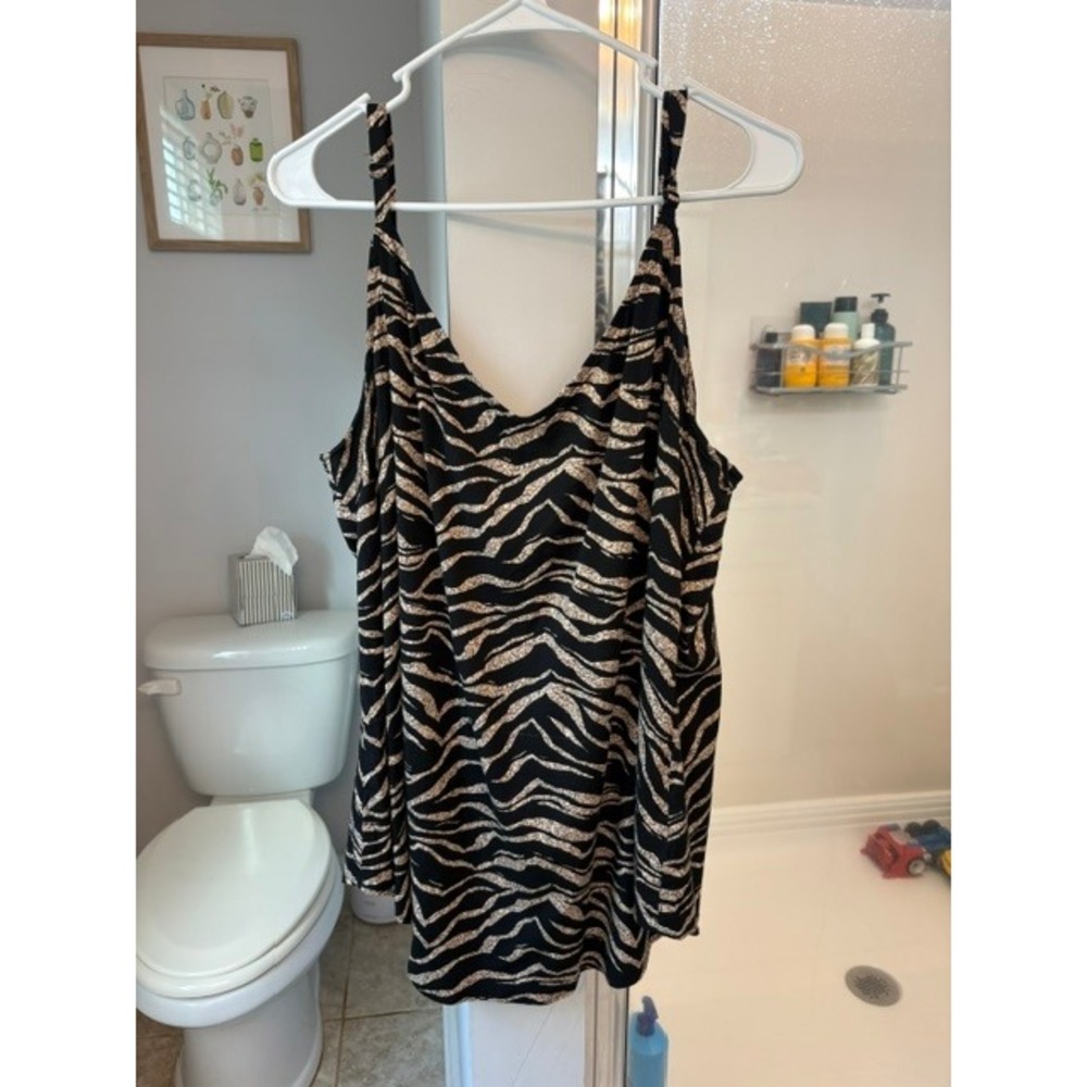 Torrid Womens Plus Size 3 Zebra Print Cami Tank Top Black Tan Adjustable Straps